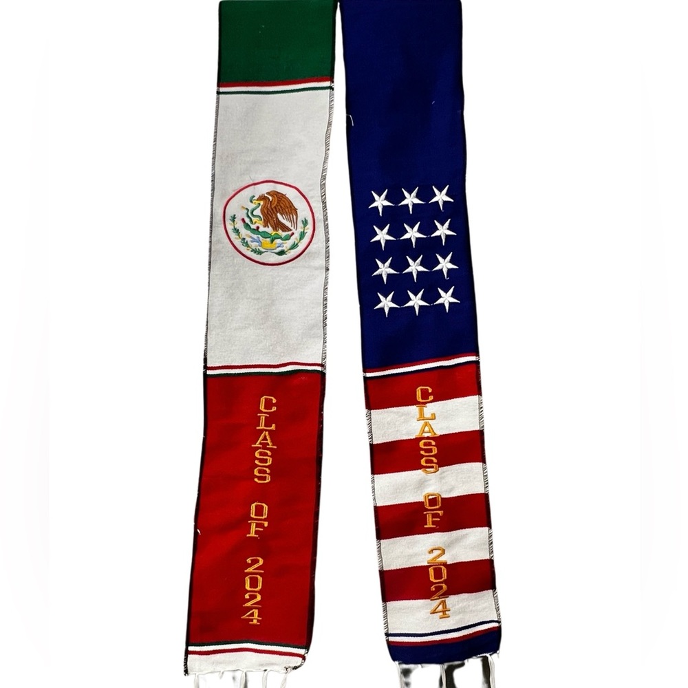 First generation, class of 2024, Mexico & US graduation serape sash or stoles